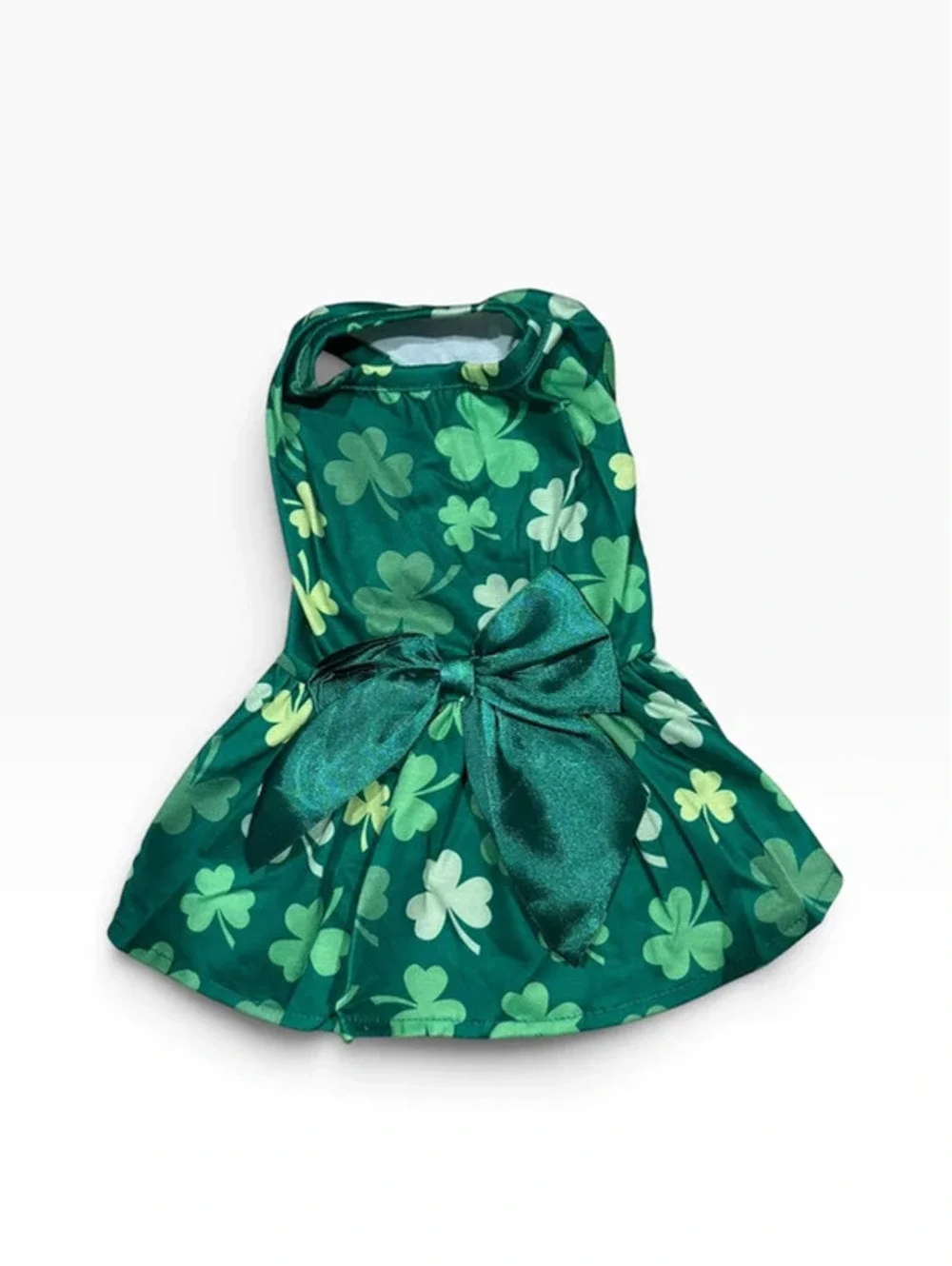 St. Patrick’s Day Shamrock Dog Dress Green Bow Size Small NWT